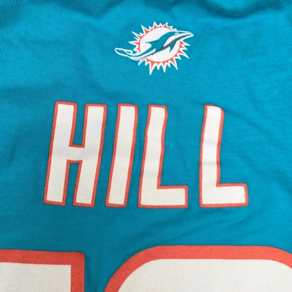 NFL Miami Dolphins Tyreek Hill 10 Youth Large 14/16 Long Sleeve Shirt‎ Aqua Teal